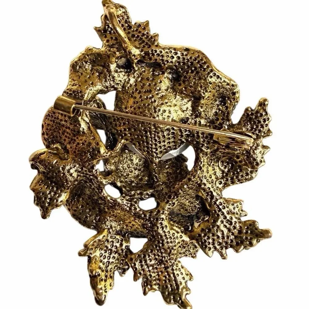 Floral Rhinestone Brooch large couture